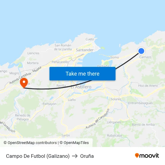 Campo De Futbol (Galizano) to Oruña map