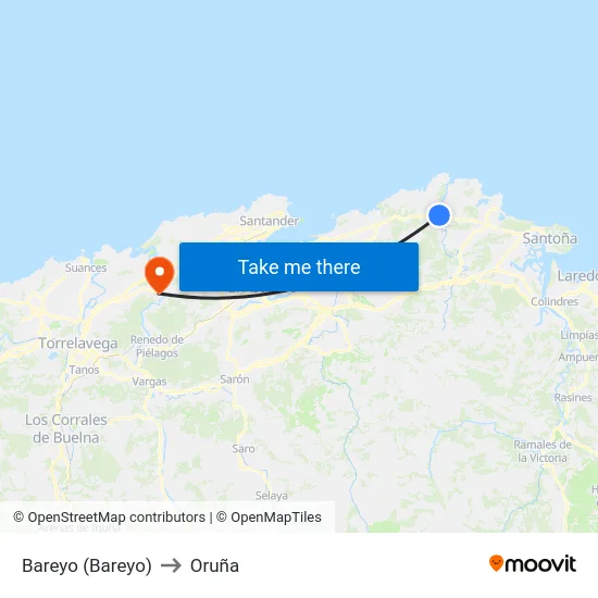 Bareyo (Bareyo) to Oruña map