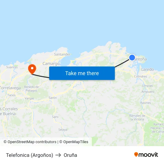 Telefonica (Argoños) to Oruña map