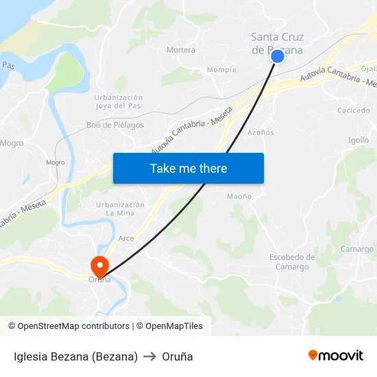 Iglesia Bezana (Bezana) to Oruña map