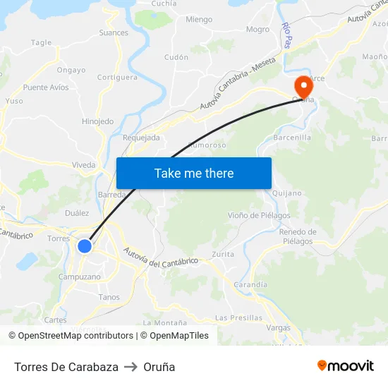 Torres De Carabaza to Oruña map