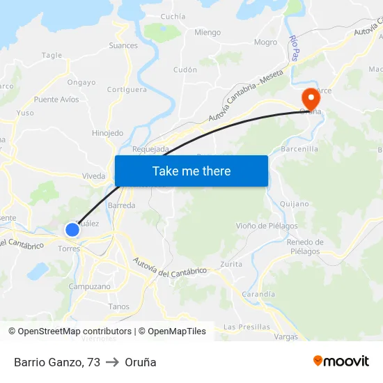 Barrio Ganzo, 73 to Oruña map