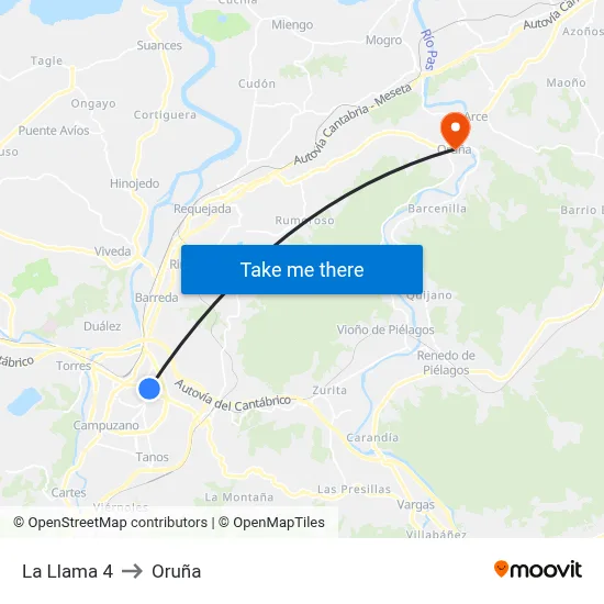 La Llama 4 to Oruña map
