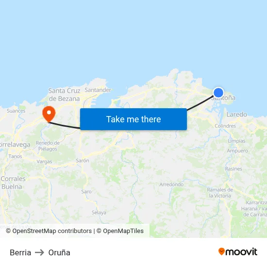 Berria to Oruña map