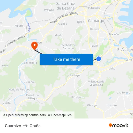 Guarnizo to Oruña map