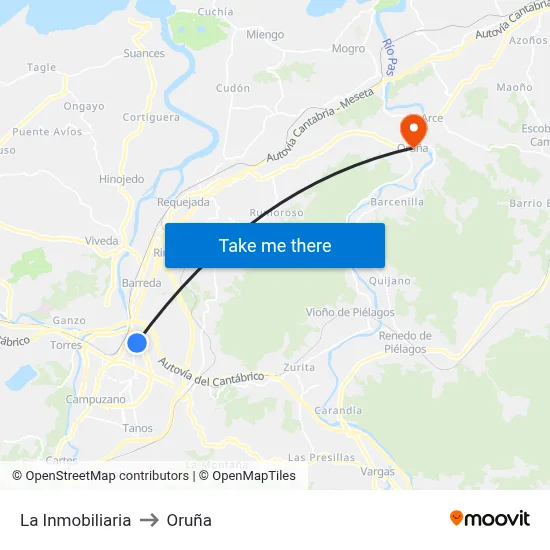 La Inmobiliaria to Oruña map