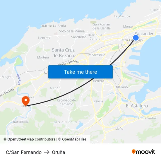 C/San Fernando to Oruña map