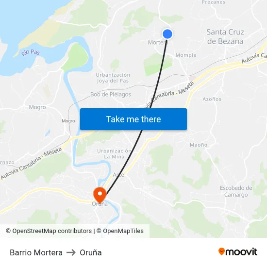 Barrio Mortera to Oruña map