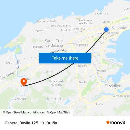 General Davila.125 to Oruña map