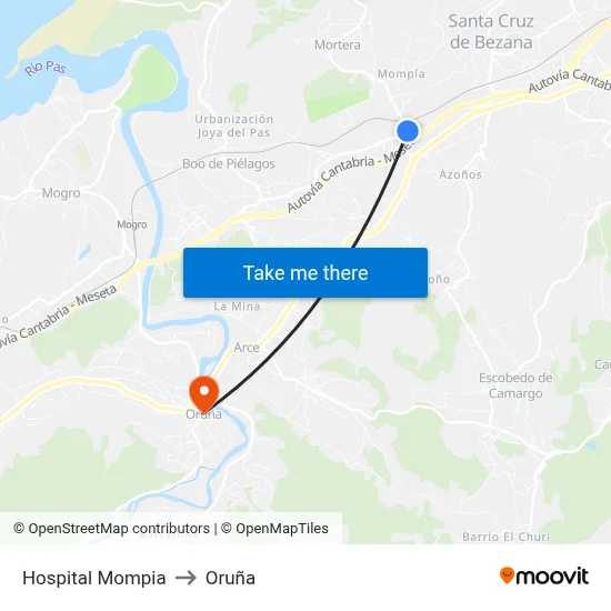 Hospital Mompia to Oruña map