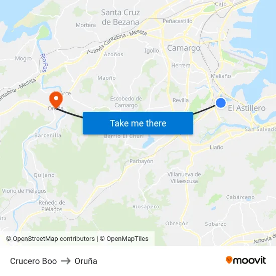 Crucero Boo to Oruña map