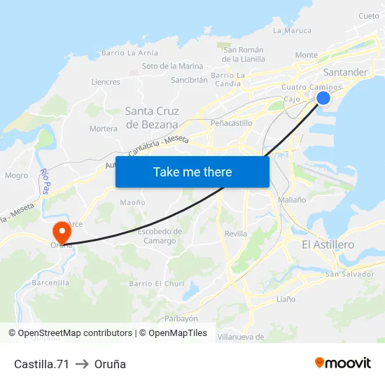 Castilla.71 to Oruña map