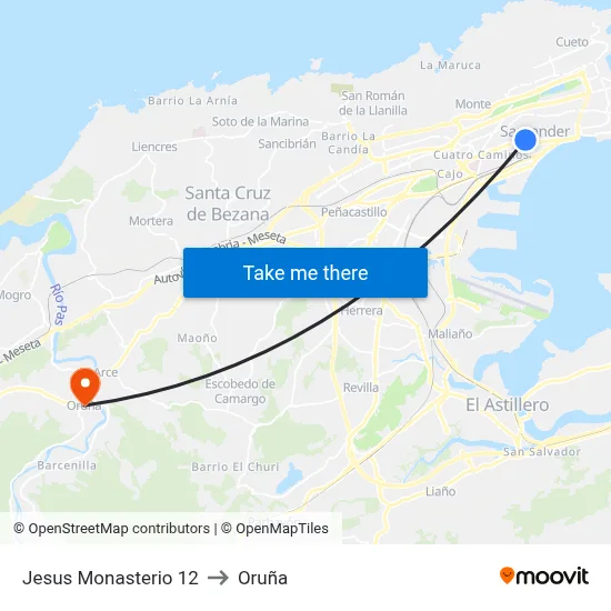 Jesus Monasterio 12 to Oruña map