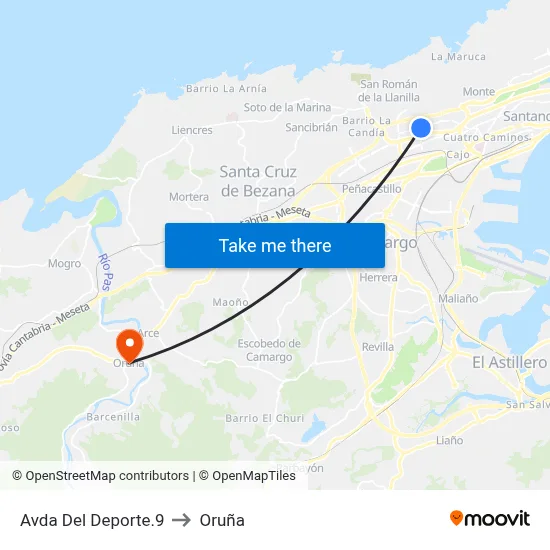 Avda Del Deporte.9 to Oruña map