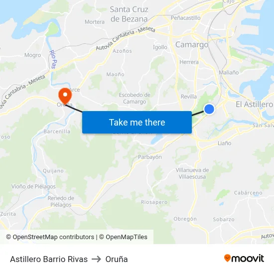 Astillero Barrio Rivas to Oruña map