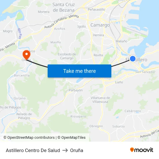 Astillero Centro De Salud to Oruña map