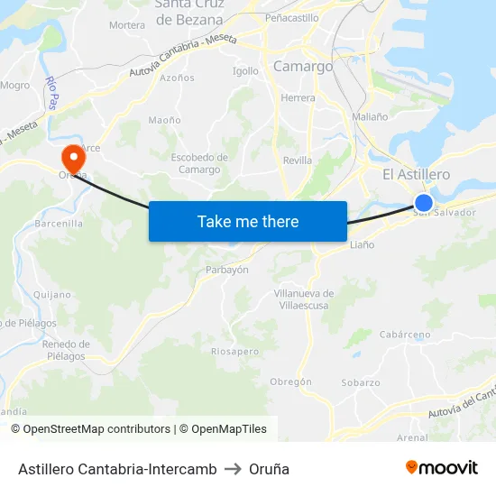 Astillero Cantabria-Intercamb to Oruña map