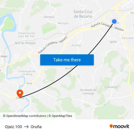 Ojaiz.100 to Oruña map