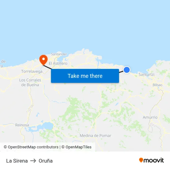La Sirena to Oruña map