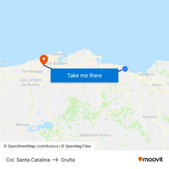 Col. Santa Catalina to Oruña map