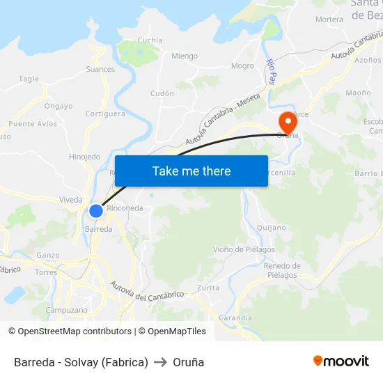 Barreda - Solvay (Fabrica) to Oruña map