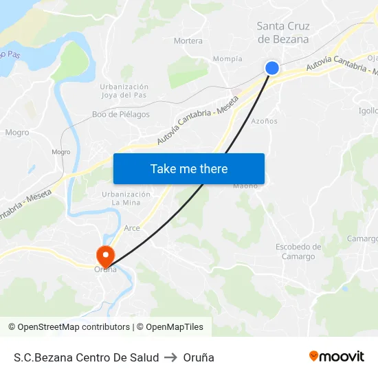 S.C.Bezana Centro De Salud to Oruña map