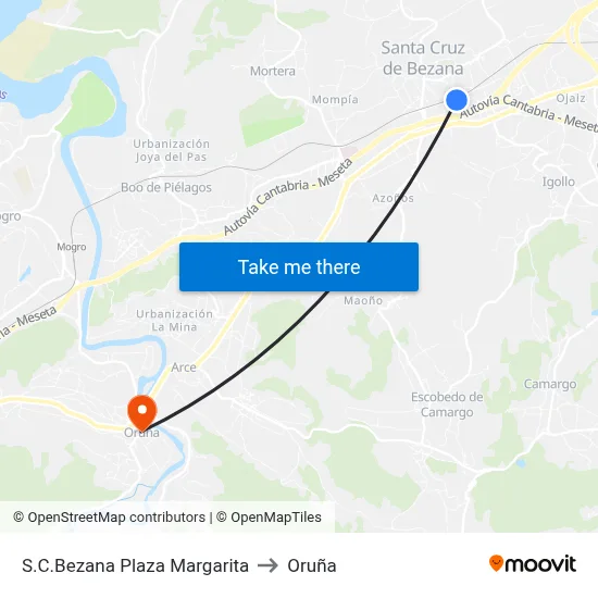 S.C.Bezana Plaza Margarita to Oruña map