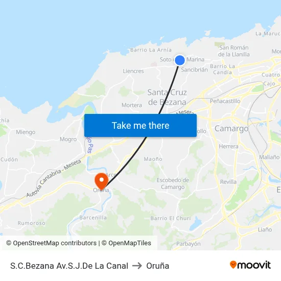 S.C.Bezana Av.S.J.De La Canal to Oruña map