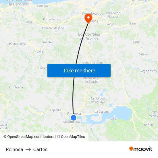 Reinosa to Cartes map