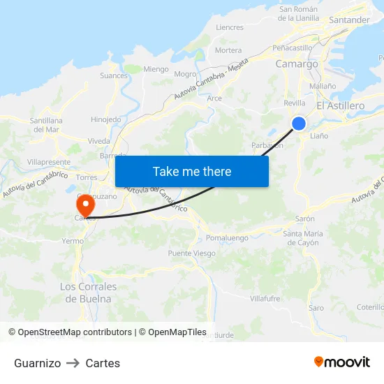 Guarnizo to Cartes map