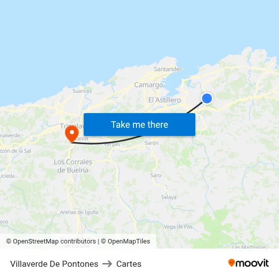 Villaverde De Pontones to Cartes map