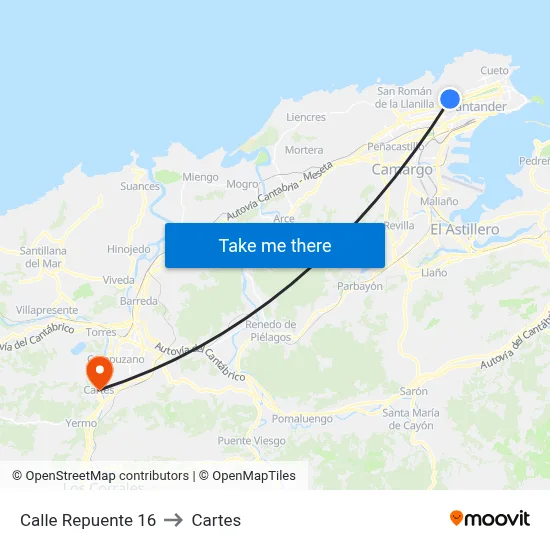 Calle Repuente 16 to Cartes map