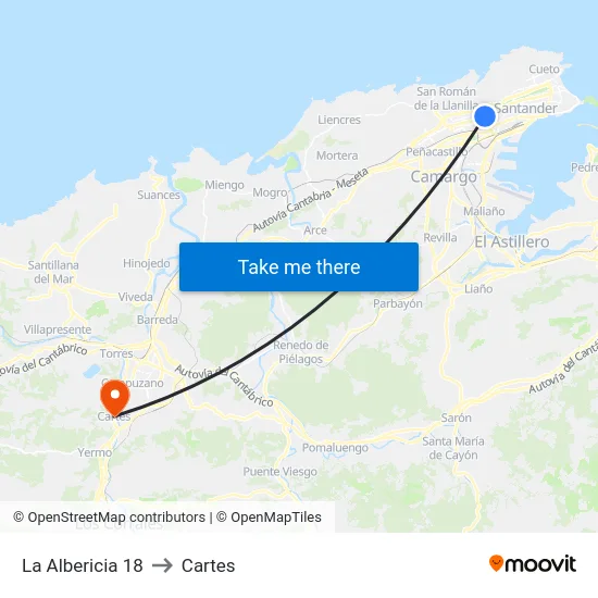 La Albericia 18 to Cartes map