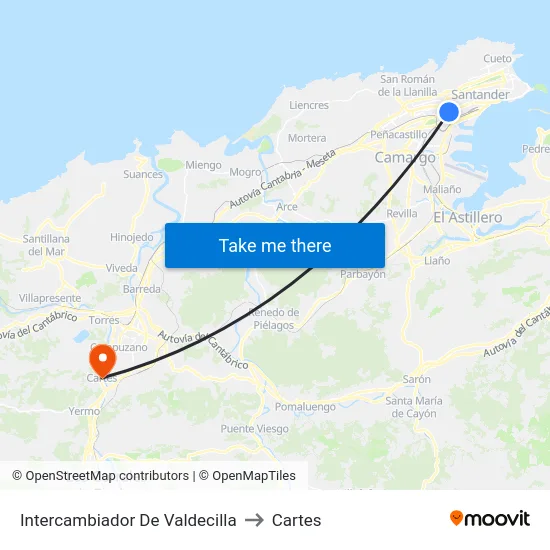 Intercambiador De Valdecilla to Cartes map