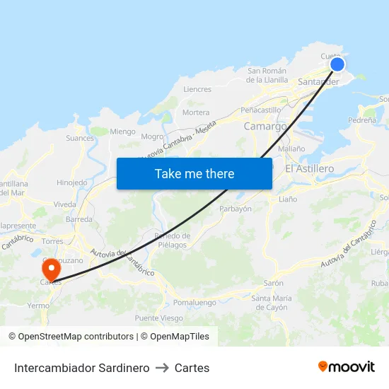 Intercambiador Sardinero to Cartes map