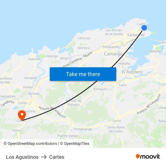 Los Agustinos to Cartes map