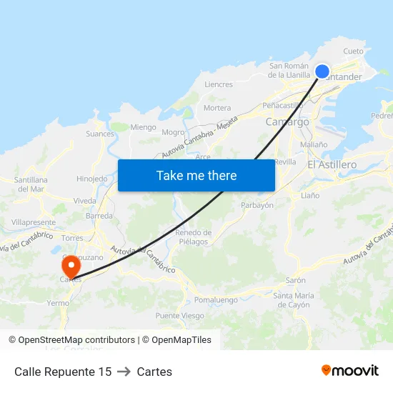 Calle Repuente 15 to Cartes map