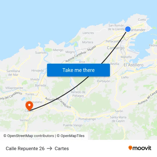 Calle Repuente 26 to Cartes map