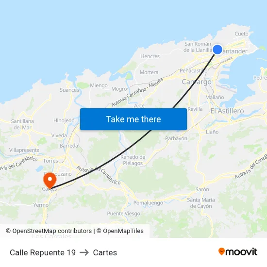 Calle Repuente 19 to Cartes map
