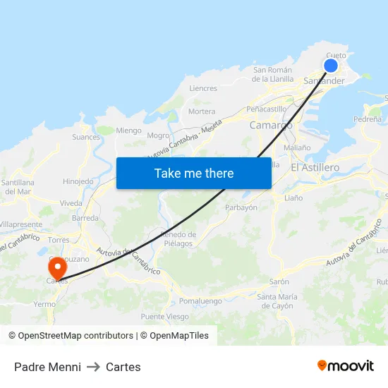 Padre Menni to Cartes map