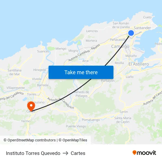 Instituto Torres Quevedo to Cartes map