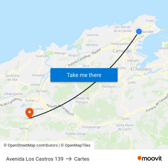 Avenida Los Castros 139 to Cartes map