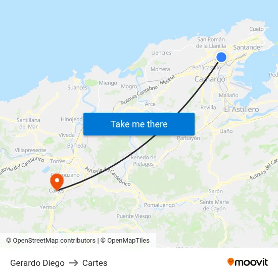 Gerardo Diego to Cartes map