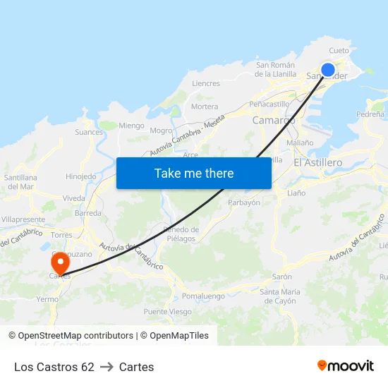 Los Castros 62 to Cartes map