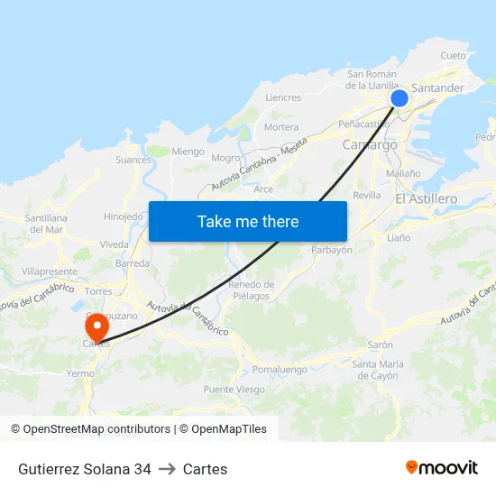 Gutierrez Solana 34 to Cartes map