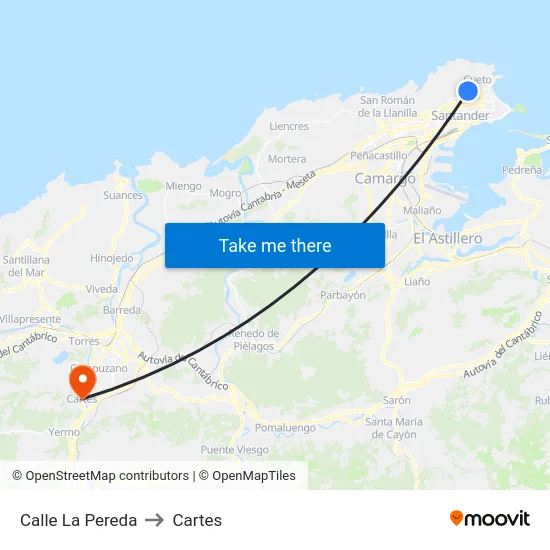 Calle La Pereda to Cartes map