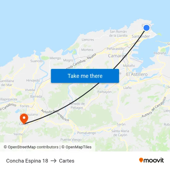 Concha Espina 18 to Cartes map