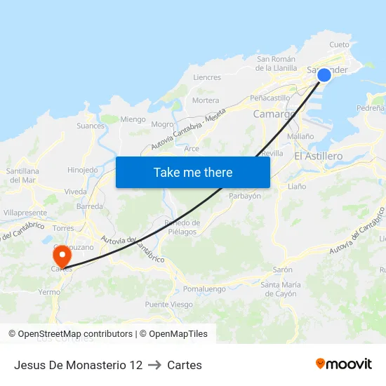 Jesus De Monasterio 12 to Cartes map