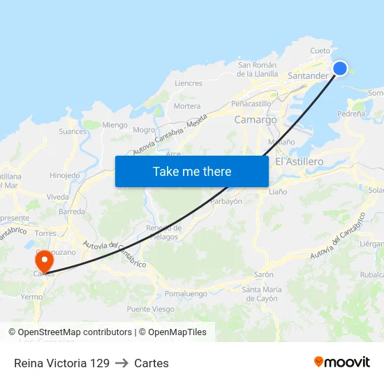 Reina Victoria 129 to Cartes map
