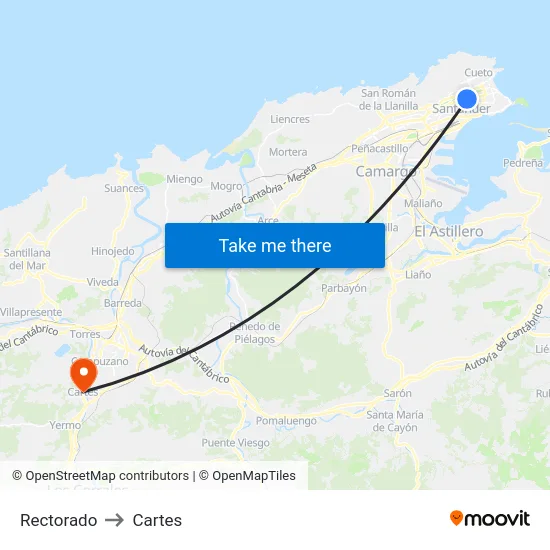 Rectorado to Cartes map